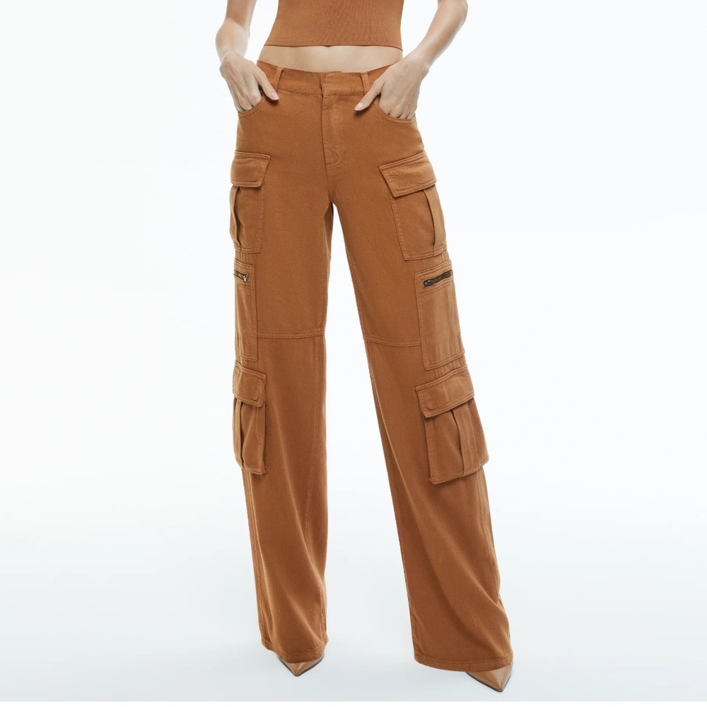 Alice and Olivia camel colored Cay cargo jeans